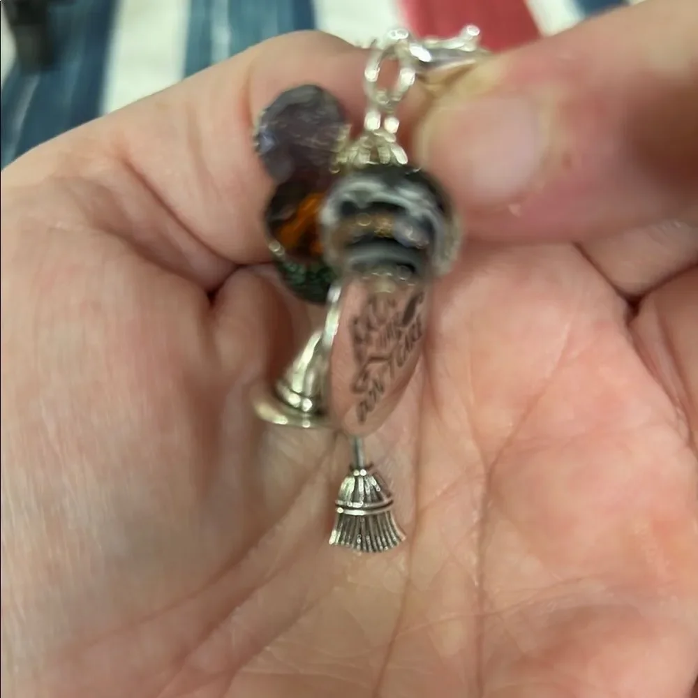 Two Weeks On Mars Witchy Charm Keychain with Broom and Crystals new